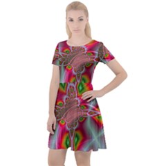 Fractal Art Pictures Digital Art Cap Sleeve Velour Dress  by Pakrebo