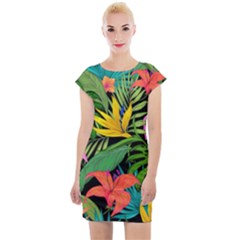 Tropical Adventure Cap Sleeve Bodycon Dress by retrotoomoderndesigns