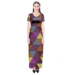 Fall Geometric Pattern Short Sleeve Maxi Dress by snowwhitegirl