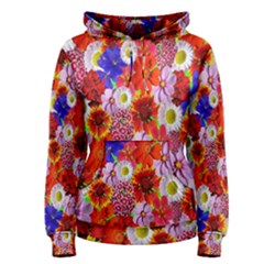 Multicolored Daisies Women s Pullover Hoodie by retrotoomoderndesigns