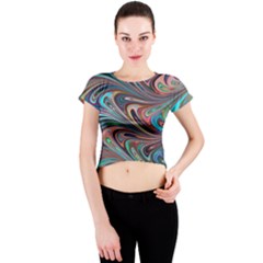 Seamless Abstract Marble Colorful Crew Neck Crop Top by Pakrebo