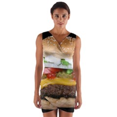 Abstract Barbeque Bbq Beauty Beef Wrap Front Bodycon Dress by Sudhe