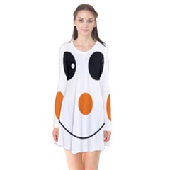 Happy Face With Orange Nose Vector File Long Sleeve V-neck Flare Dress by Sudhe