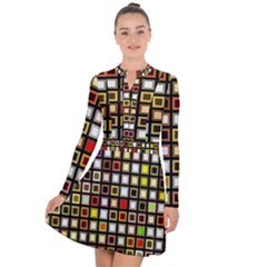 Squares Colorful Texture Modern Art Long Sleeve Panel Dress by Sudhe