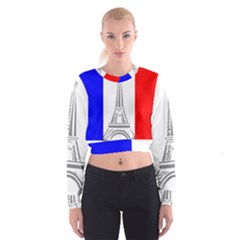 Eiffel Tower France Flag Tower Cropped Sweatshirt by Sudhe