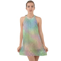 Pastel Mermaid Sparkles Halter Tie Back Chiffon Dress by retrotoomoderndesigns