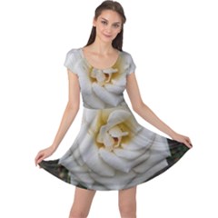 White Angular Rose Cap Sleeve Dress by okhismakingart