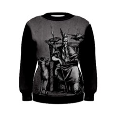 Odin On His Throne With Ravens Wolf On Black Stone Texture Women s Sweatshirt by snek
