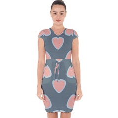 Hearts Love Blue Pink Green Capsleeve Drawstring Dress  by HermanTelo