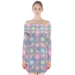 Seamless Pattern Pastels Background Long Sleeve Off Shoulder Dress by HermanTelo