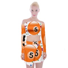 Billiard Ball Ball Game Pink Orange Off Shoulder Top With Mini Skirt Set by HermanTelo