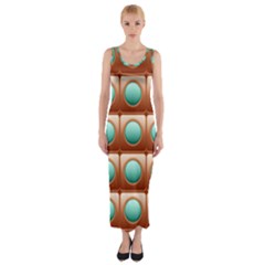Abstract Circle Square Fitted Maxi Dress by HermanTelo