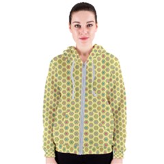 Hexagonal Pattern Unidirectional Yellow Women s Zipper Hoodie by HermanTelo