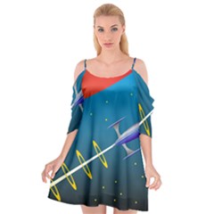 Rocket Spaceship Space Galaxy Cutout Spaghetti Strap Chiffon Dress by HermanTelo