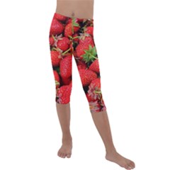 Strawberries Kids  Lightweight Velour Capri Leggings  by TheAmericanDream