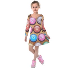 Background Colorful Abstract Brown Kids  Long Sleeve Velvet Dress by HermanTelo