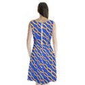 Blue Abstract Links Background Sleeveless Waist Tie Chiffon Dress View2