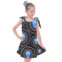 Abstract Glossy Blue Kids  Tie Up Tunic Dress by HermanTelo