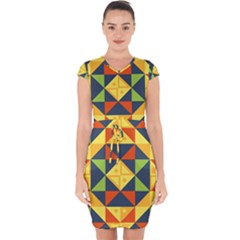 Background Geometric Color Plaid Capsleeve Drawstring Dress  by Mariart