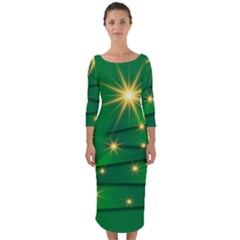 Christmas Tree Green Quarter Sleeve Midi Bodycon Dress by HermanTelo