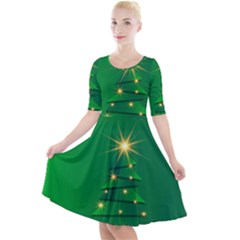 Christmas Tree Green Quarter Sleeve A-line Dress by HermanTelo