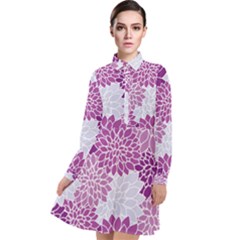 Floral Purple Long Sleeve Chiffon Shirt Dress by HermanTelo