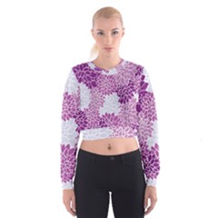 Floral Purple Cropped Sweatshirt by HermanTelo