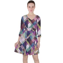 Geometric Blue Violet Pink Ruffle Dress by HermanTelo