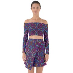 Kaleidoscope Triangle Curved Off Shoulder Top With Skirt Set by HermanTelo