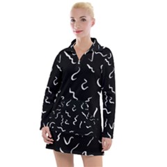 Scribbles Lines Painting Women s Long Sleeve Casual Dress by HermanTelo