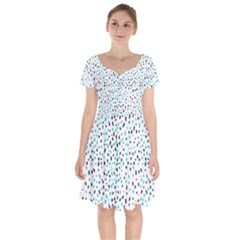 Seamless Texture Fill Polka Dots Short Sleeve Bardot Dress by HermanTelo