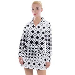Square Diagonal Pattern Monochrome Women s Long Sleeve Casual Dress by Sapixe