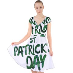 St Patrick s Day Cap Sleeve Front Wrap Midi Dress by HermanTelo