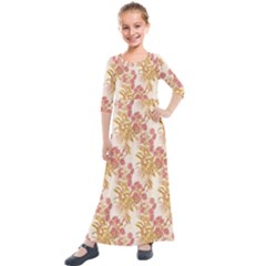 Scrapbook Floral Decorative Vintage Kids  Quarter Sleeve Maxi Dress by Nexatart