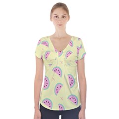 Watermelon Wallpapers  Creative Illustration And Pattern Short Sleeve Front Detail Top by BangZart