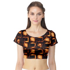 Bubbles Background Abstract Brown Short Sleeve Crop Top by Pakrebo