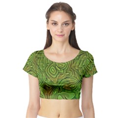 Background Abstract Green Seamless Short Sleeve Crop Top by Pakrebo