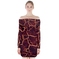 Lava Fire Long Sleeve Off Shoulder Dress by Bajindul