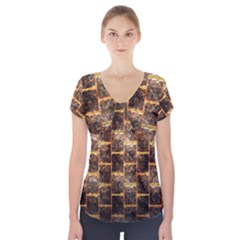Wallpaper Iron Short Sleeve Front Detail Top by HermanTelo