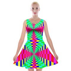 Maze Rainbow Vortex Velvet Skater Dress by HermanTelo