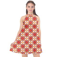 Hexagon Polygon Colorful Prismatic Halter Neckline Chiffon Dress  by HermanTelo