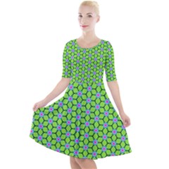 Pattern Green Quarter Sleeve A-line Dress by Mariart