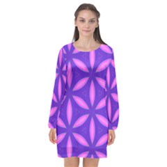 Purple Long Sleeve Chiffon Shift Dress  by HermanTelo