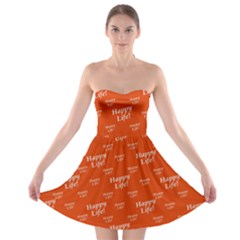 Motivational Happy Life Words Pattern Strapless Bra Top Dress by dflcprintsclothing