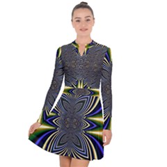 Abstract Artwork Fractal Background Long Sleeve Panel Dress by Sudhe