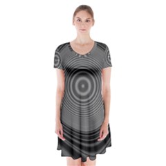 Digital Art Background Black White Short Sleeve V-neck Flare Dress by Sudhe