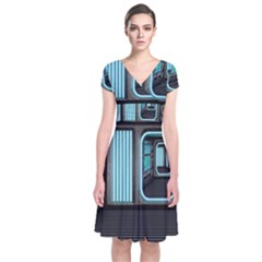 Explore Outer Space Sci Fi Fantasy Short Sleeve Front Wrap Dress by Pakrebo