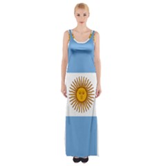 Argentina Flag Thigh Split Maxi Dress by FlagGallery