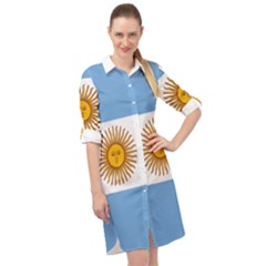Argentina Flag Long Sleeve Mini Shirt Dress by FlagGallery