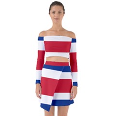 Costa Rica Flag Off Shoulder Top With Skirt Set by FlagGallery